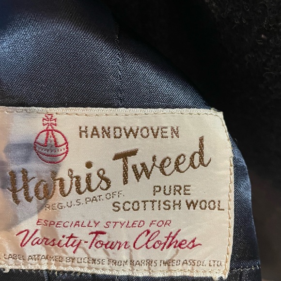 Vintage Harris Tweed 100% Wool Over Coat / Topcoat Long, Grey Blue, XXL - Picture 15 of 16